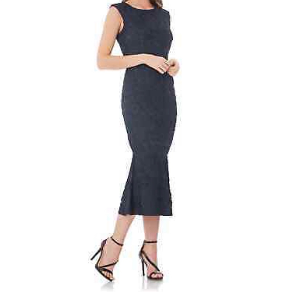 COPY - NWT JS Collections Embroidered Soutache Navy Blue Mermaid Dress size 8